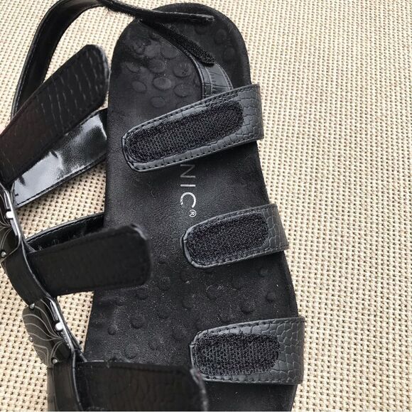 Vionic AMBER Black Triple Strap Embellished Orthotic Support Slingback Sandals - Picture 9 of 12